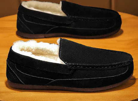 Men's Fluffy Toasty Black Slippers