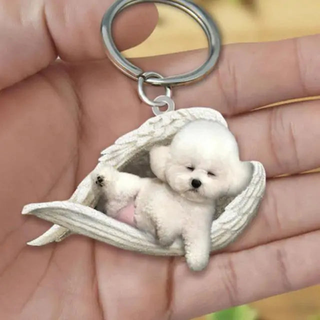 Dog Sleeping Angel Keychain (various colors)