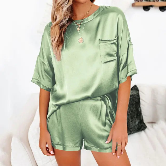 Summer Satin Pajamas Set Women (various colors)