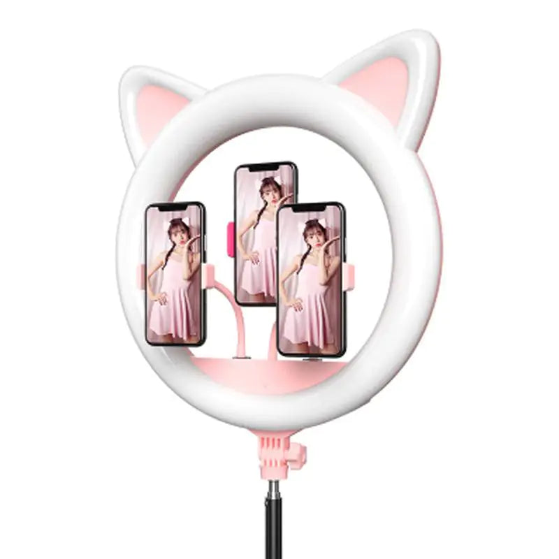 Ring Light With Cat Ear-Shaped Design (black or pink)