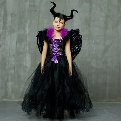 Black Gown Tutu Dress with Deluxe Horns and Wings