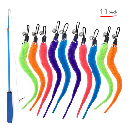 Retractable Cat Feather Toy Wands for Indoor Cats