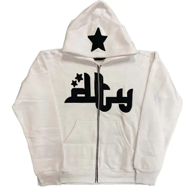 Star Letter Print Hoodie Men (unisex) Retro (various colors)