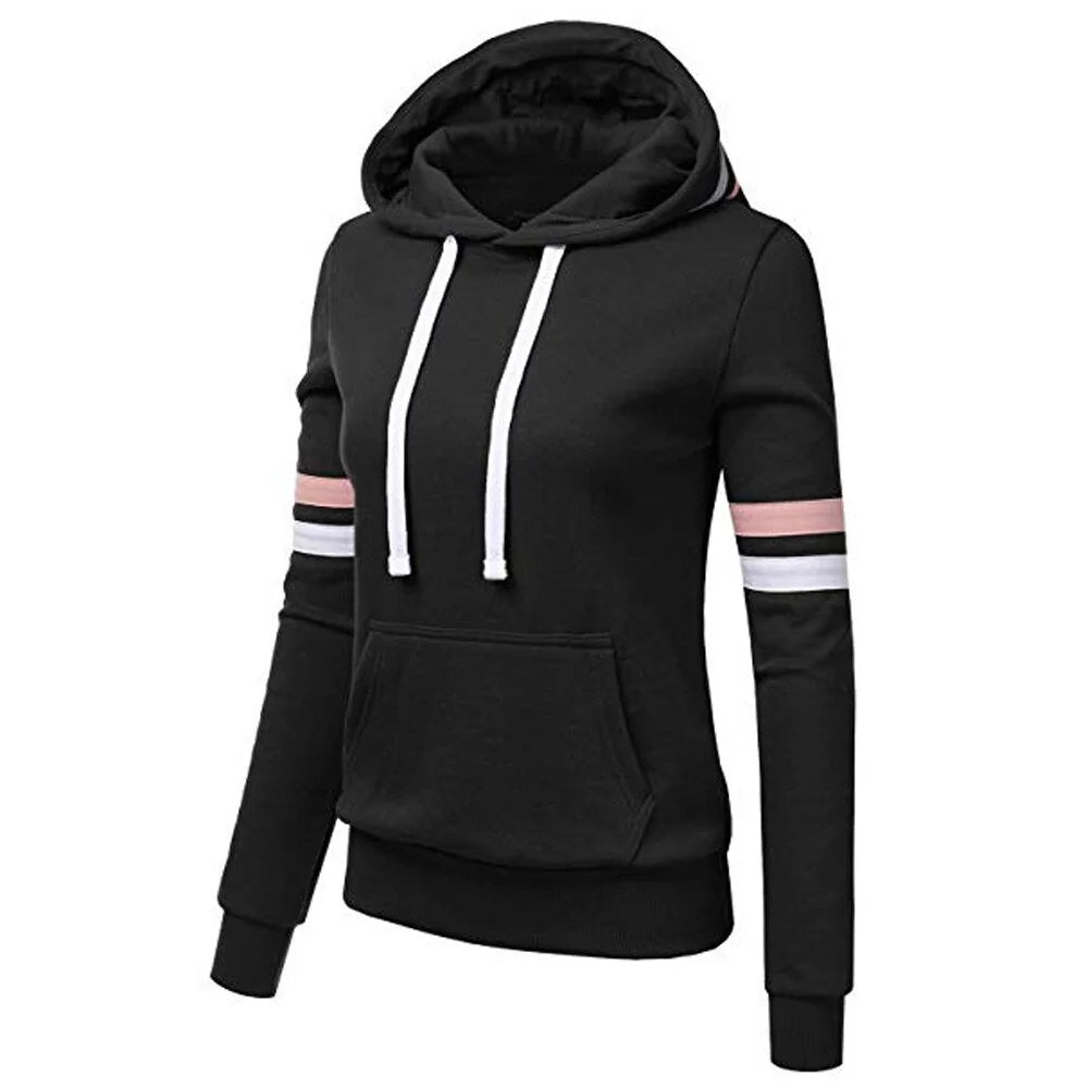 Women's Striped Hooded Pocket Sweatshirt (4 colors)