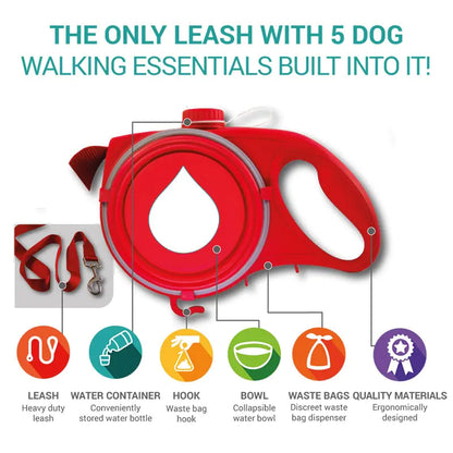 Versatile Leash with Accessories (bottle, bowl, trash, hook....)