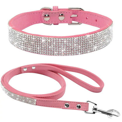 Pet Rhinestone Collar Leash Set