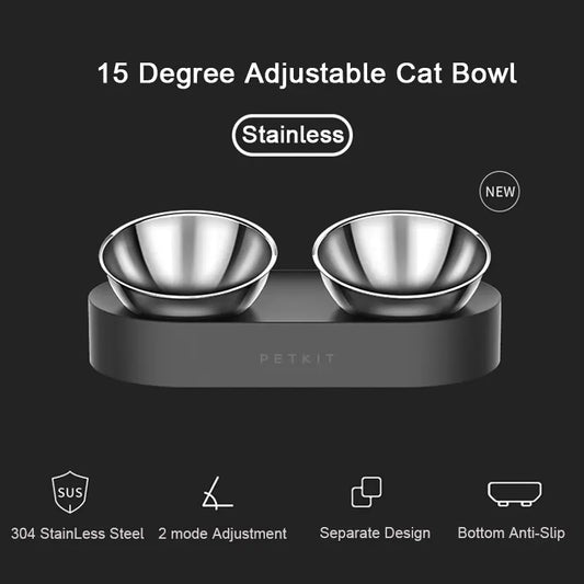 PetKit Stainless Steel Adjustable Double Feeder Bowls