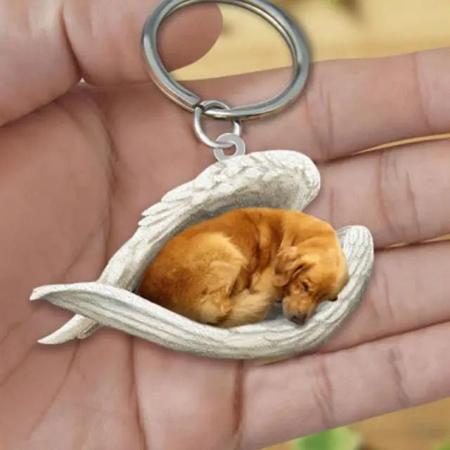 Dog Sleeping Angel Keychain (various colors)