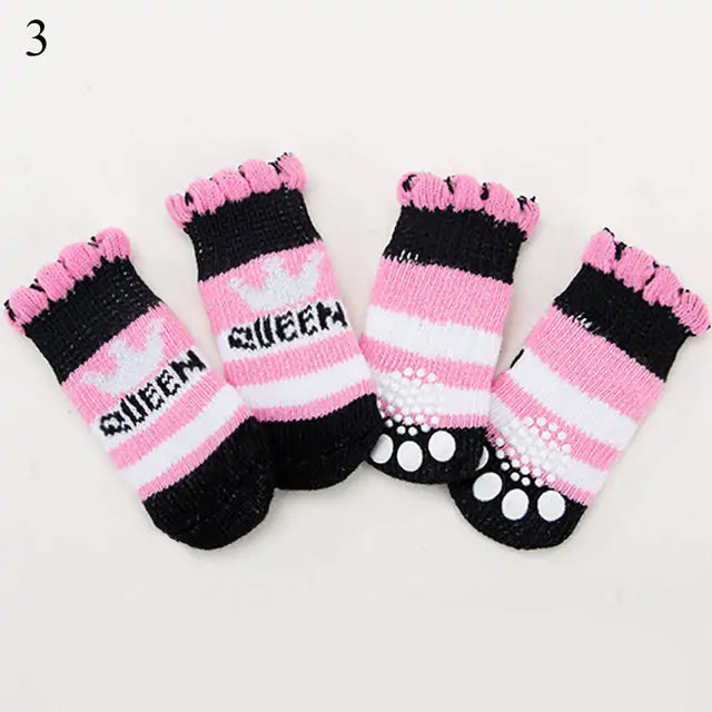 4Pcs Set Knitted Pet Socks