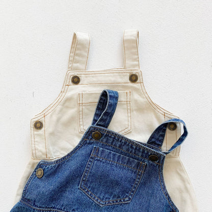 Denim Baby Overalls & Striped T-shirt