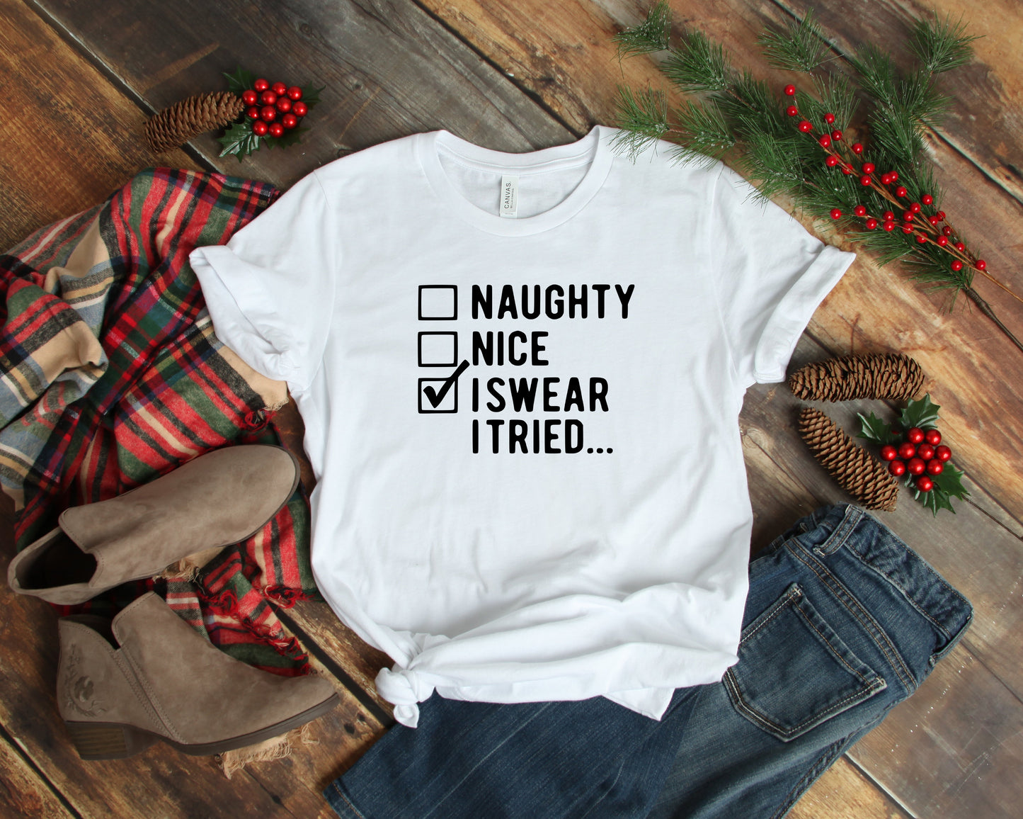 I Swear I Tried Shirt, Funny Christmas T-Shirt