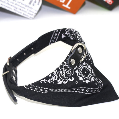 Small Pet Collar with Adjustable Leather Scarf (many colors)