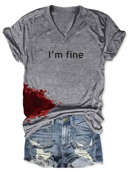 Bloodstained "I'm Fine" T-Shirt for Women (many colors)