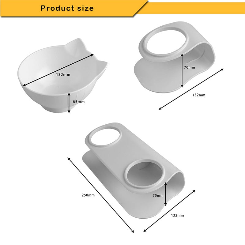 Single or Double Cat/Dog Bowl With Raised Stand (black, white, clear)