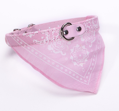 Small Pet Collar with Adjustable Leather Scarf (many colors)