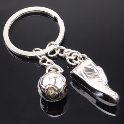 Metal Keychain with a Soccer Shoe & Ball