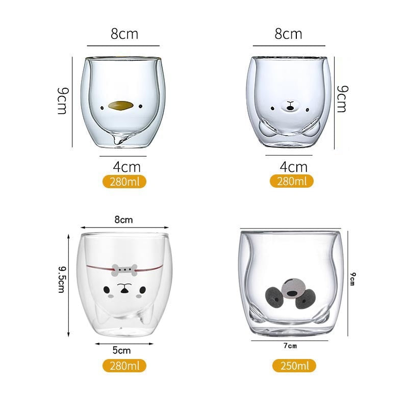 Double-layer Glass Animal Mugs (4 types)