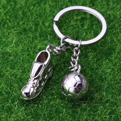 Metal Keychain with a Soccer Shoe & Ball