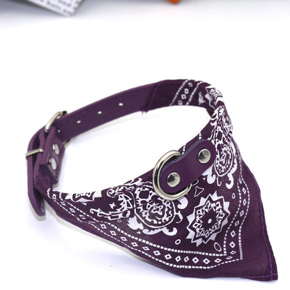 Small Pet Collar with Adjustable Leather Scarf (many colors)