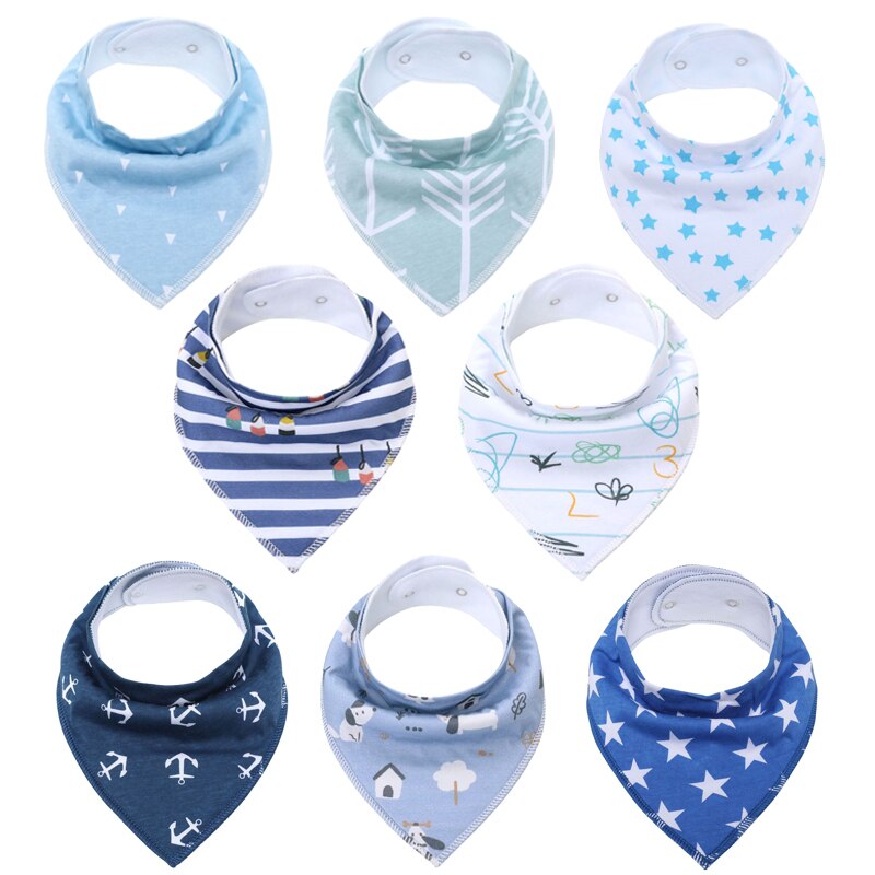 Sets of 8 Soft Baby Bibs (various colors & patterns)