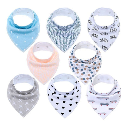 Sets of 8 Soft Baby Bibs (various colors & patterns)