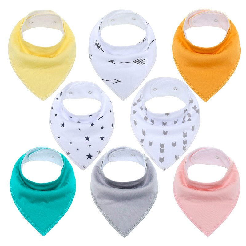 Sets of 8 Soft Baby Bibs (various colors & patterns)