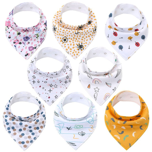 Sets of 8 Soft Baby Bibs (various colors & patterns)