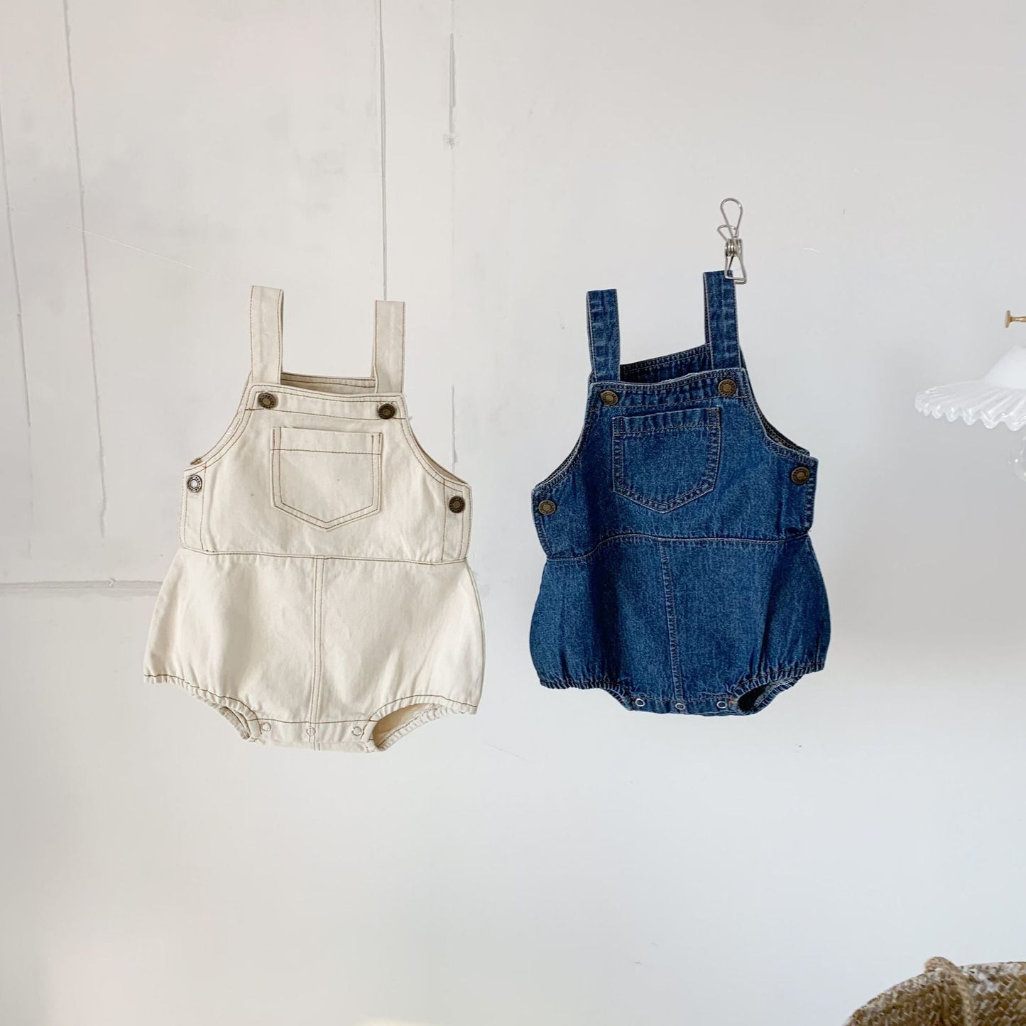 Denim Baby Overalls & Striped T-shirt