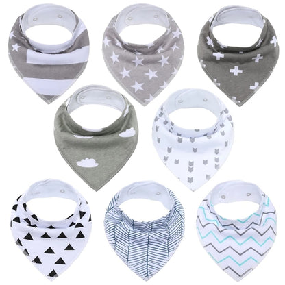 Sets of 8 Soft Baby Bibs (various colors & patterns)