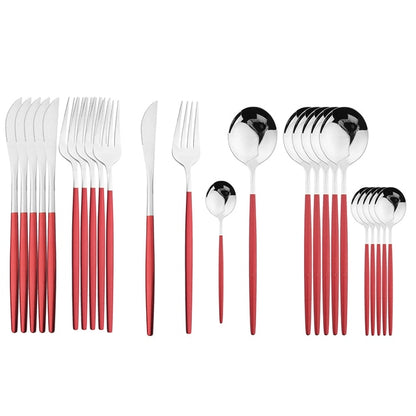 Beautiful 24Pcs Stainless Steel Cutlery Sets (various colors)