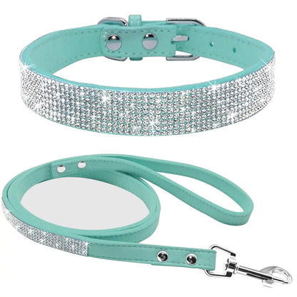 Pet Rhinestone Collar Leash Set