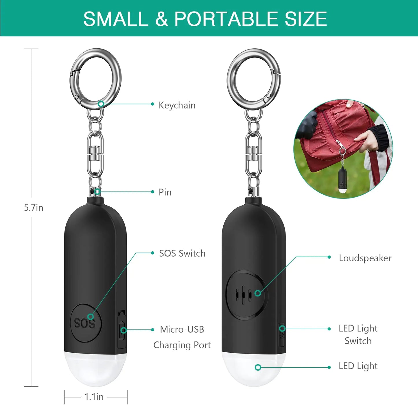 Self Defense Emergency Alarm Keychain