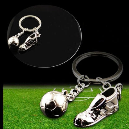 Metal Keychain with a Soccer Shoe & Ball