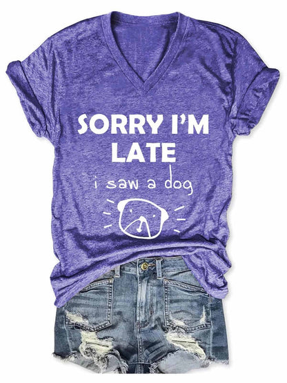 Women's "Saw a Dog" V-Neck Tee Shirt (many colors)