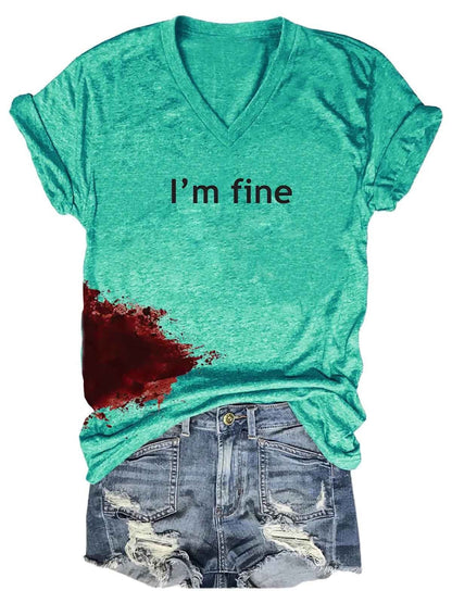 Bloodstained "I'm Fine" T-Shirt for Women (many colors)