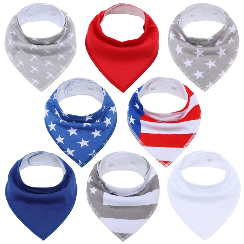 Sets of 8 Soft Baby Bibs (various colors & patterns)