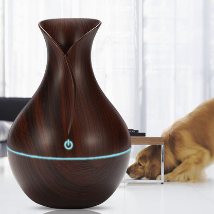 Vase Shape Wood Grain Humidifier & Essential Oil Diffuser