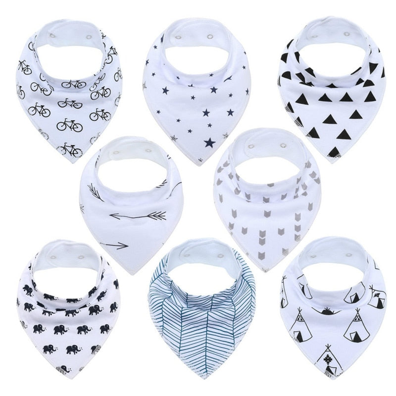 Sets of 8 Soft Baby Bibs (various colors & patterns)