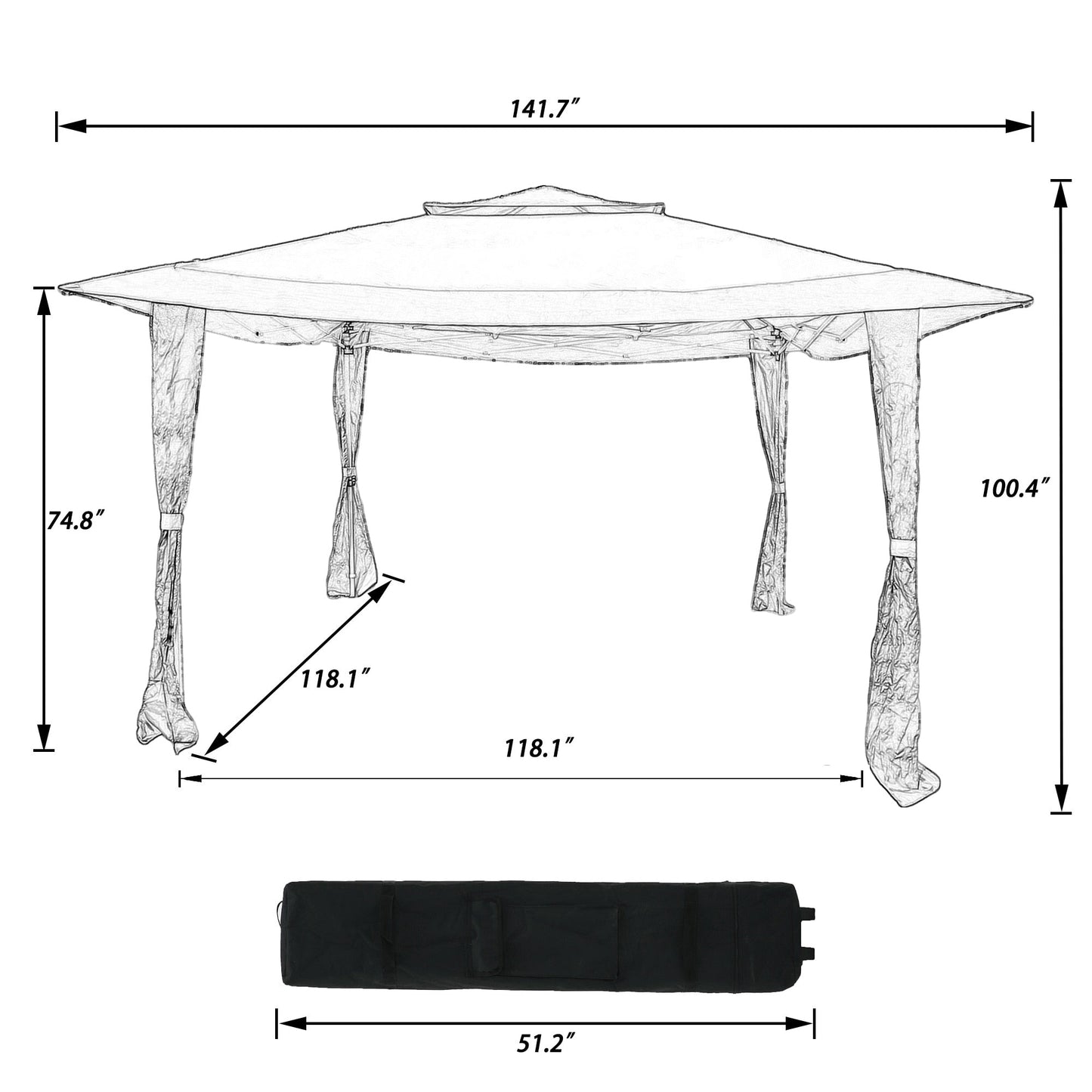 11x11 ft Outdoor Luxury Portable Pop Up Gazebo Tent