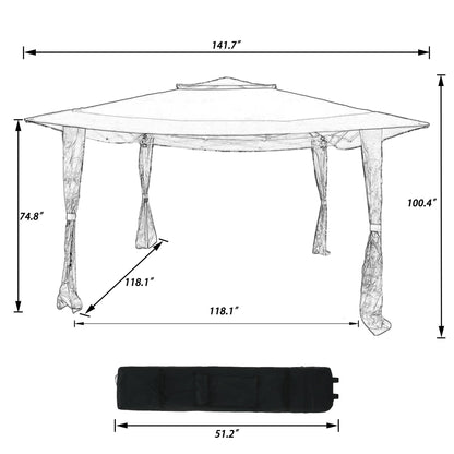 11x11 ft Outdoor Luxury Portable Pop Up Gazebo Tent