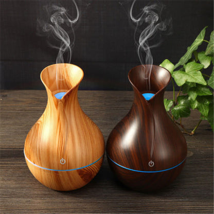 Vase Shape Wood Grain Humidifier & Essential Oil Diffuser