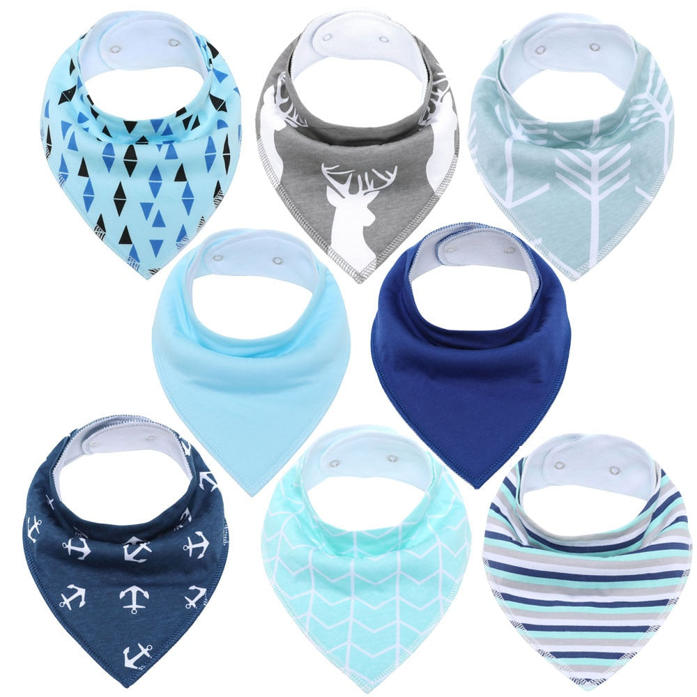 Sets of 8 Soft Baby Bibs (various colors & patterns)