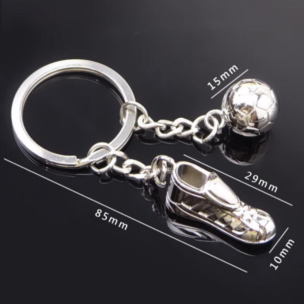 Metal Keychain with a Soccer Shoe & Ball