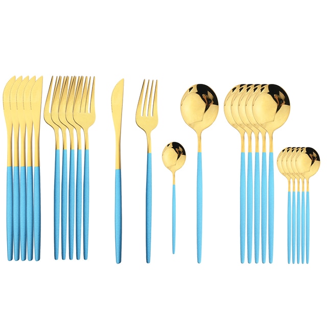 Beautiful 24Pcs Stainless Steel Cutlery Sets (various colors)