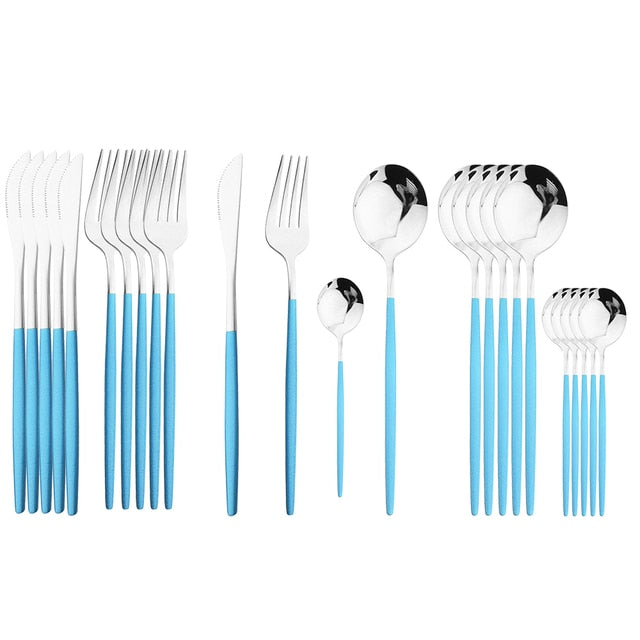 Beautiful 24Pcs Stainless Steel Cutlery Sets (various colors)