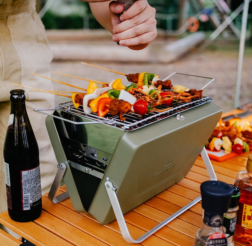 Portable Camping BBQ Folding Cooking Charcoal Stainless Steel Grill