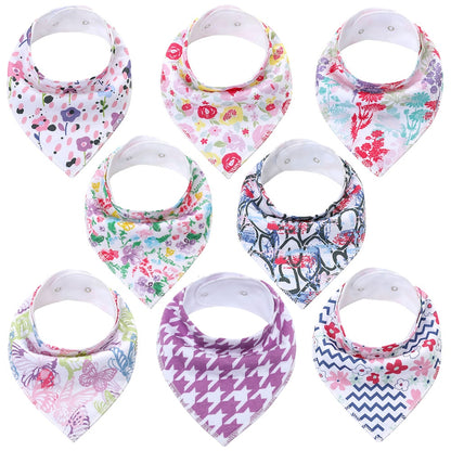 Sets of 8 Soft Baby Bibs (various colors & patterns)