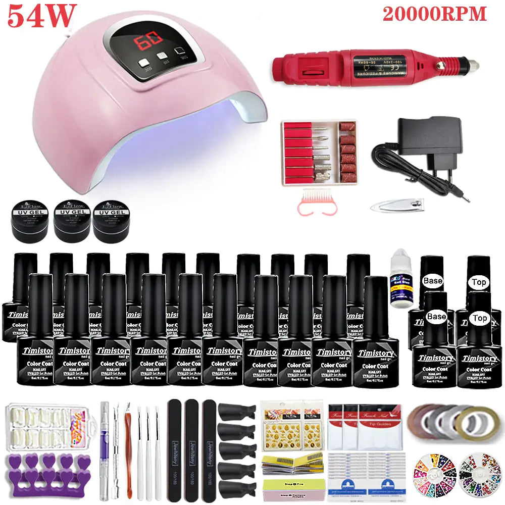 Nail Gel Lamp Set With 20 Colors